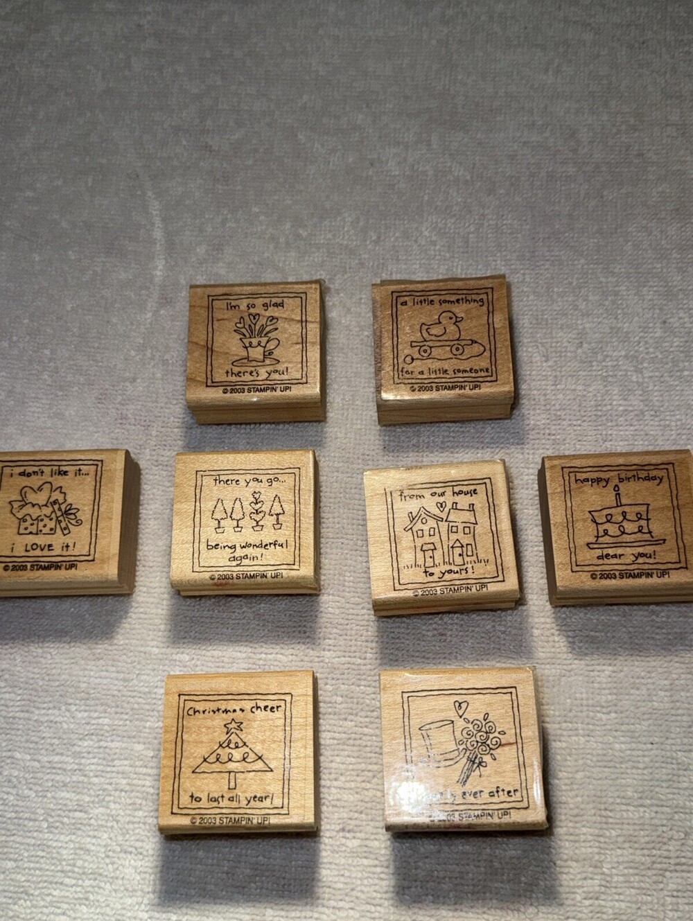 Stampin Up A Little Love 2003 Retired 8pc Wood Mount Rubber Stamp Set